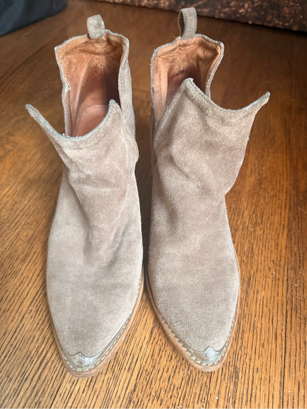 Jeffrey Campbell Cromwell Taupe Suede Pointed Western Ankle Boots